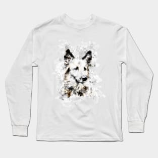 Ink Portrait of A German Shepherd Dog , A watercolor of German Shepard, German Shepherd dog painting, a German Shepherd portrait Long Sleeve T-Shirt